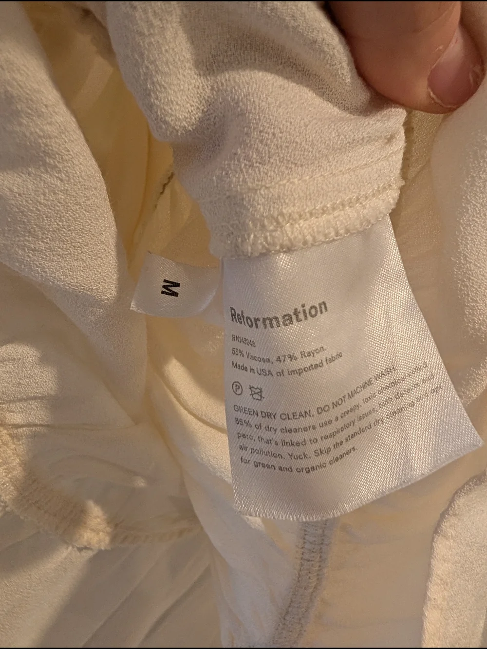 Reformation Women Ivory Gathered Peplum Blouse Puff Sleeves Cottagecore Sz M
